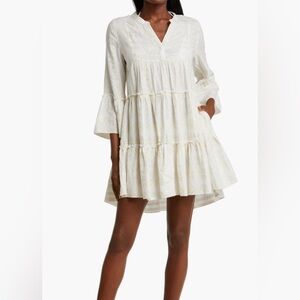 Elan metallic bell sleeve cover-up dress